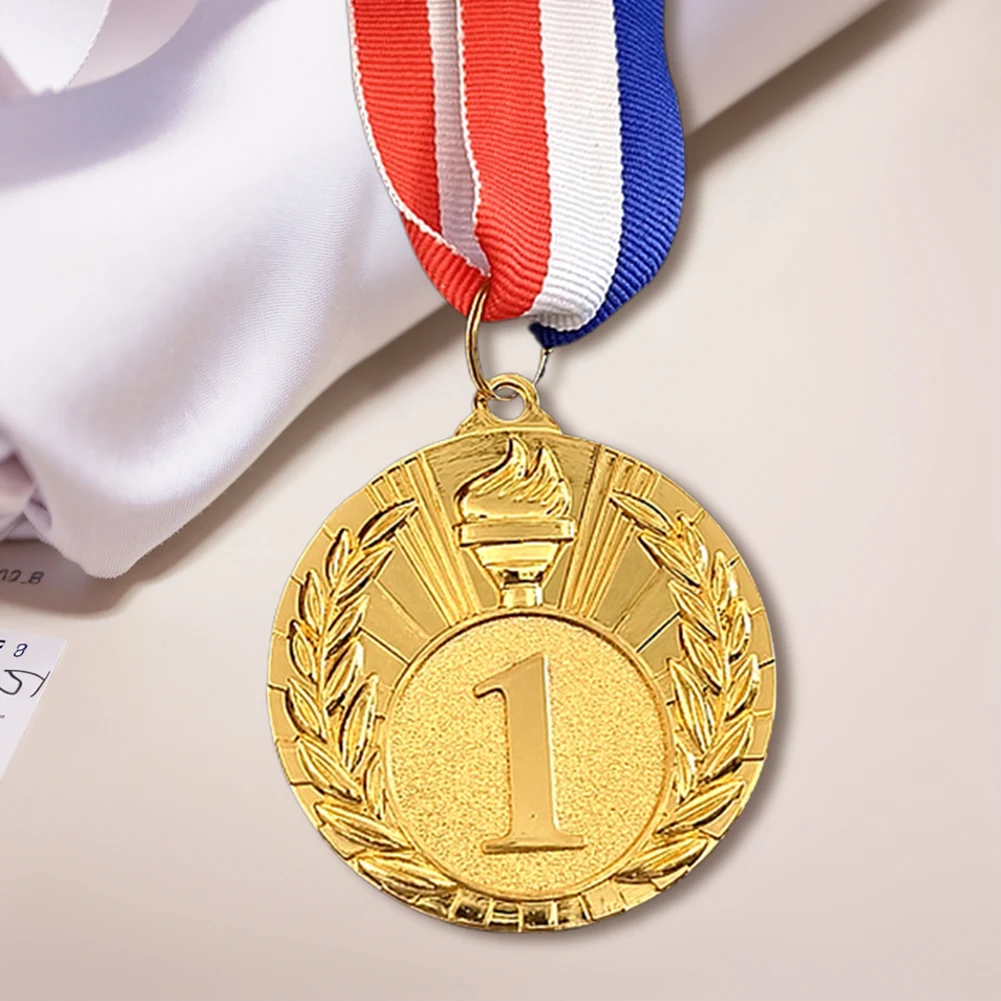 1-20Pcs 5cm Gold/Silver/Bronze Medal Sports Rewards With Neck Ribbon Students Rewards Competition Medals For Marathon Ball Games