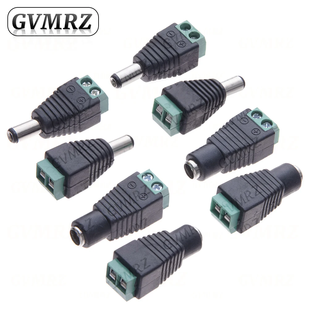 10PCS male and female DC Power plug 5.5 x 2.1MM 5.5*2.5MM 12V 24V Jack Adapter Connector Plug CCTV 5.5x2.1 2.5 view 6