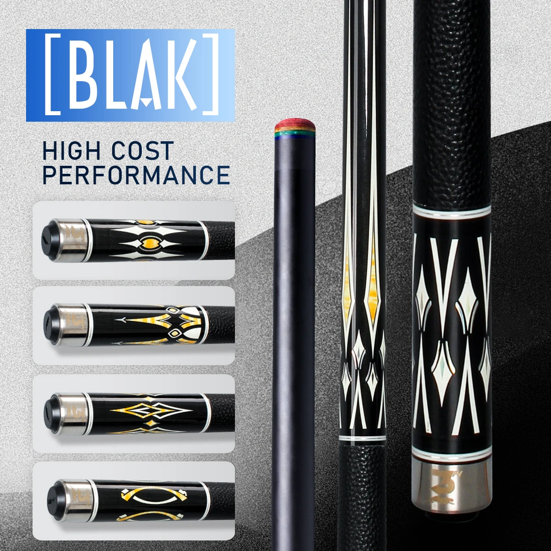 PREOAIDR 3142 BLAK Pebbled Leather Wrap 2-Piece Pool Cue, 58