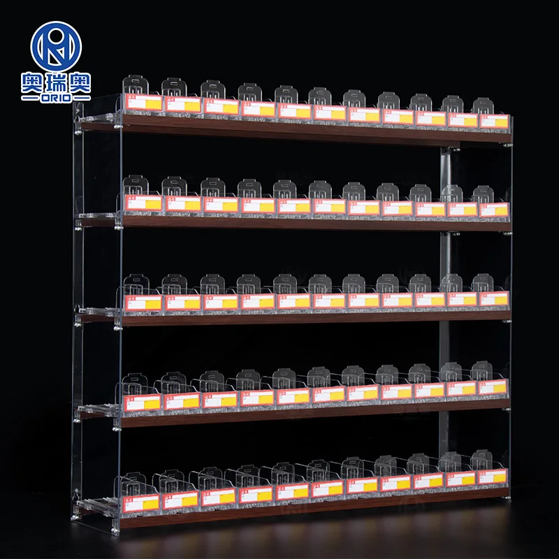 Cigarettes Display Stand Holder with Automatic Pusher Rack Supermarket Store Smoke Holder Cosmetic Nail Polish Ladder Rack Shelf