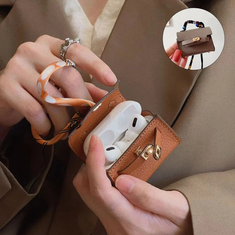 Mini Charm Headphone microfiber leather Bag  For Airpods 4 Pro 2 3 2 1 Case For Samsung Galaxy Buds FE Buds Pro Buds2 Pro Live