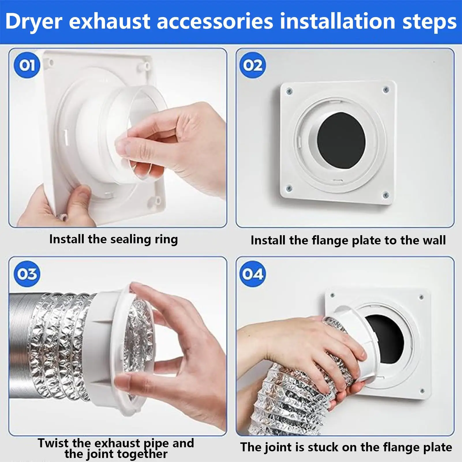 Dryer Vent Indoor Dryer Vent Kit Replacement Parts Connector Plate for Washer Exhaust Ventilation Fans Window Vent Kit
