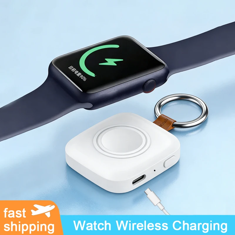 

Портативное беспроводное зарядное устройство Type-C для Apple Watch S9, 8, 7, 6, 5, 4, 3, 2, 1, SE, Ultra Series, быстрая зарядка