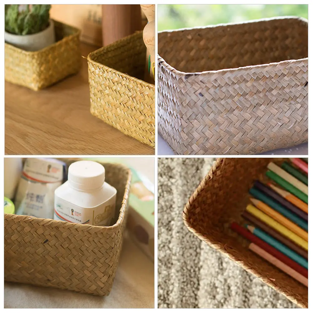 

3pcs Tea Storage Basket Small Jute for Terrace Garden Balcony Living Room Bedroom Corridor Storage