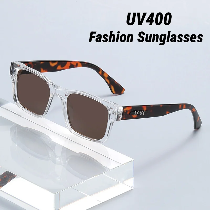 

2026 New Fashion Square Frame Sunglasses for Men Outdoor UV-Protective Leopard Print Oversized Frame Sunglasses for Women