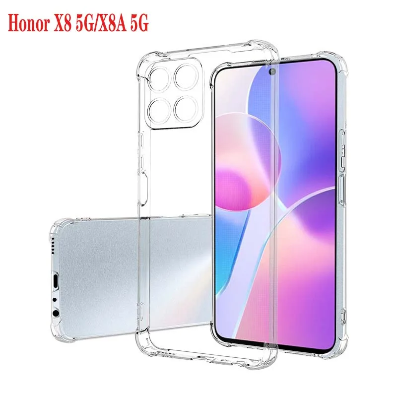 1.5MM Thick Air-Bag Clear Case For Honor X8 X8A 5G Shockproof Soft Silicone Transparent Phone Cover HonorX8 HonorX8A 5G