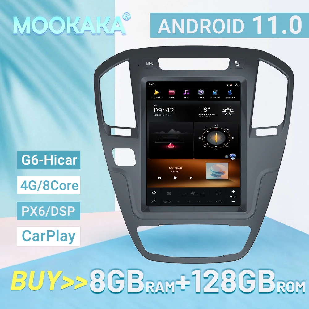 Android 11 For Buick Regal 2008-2013 HI-car Car Player GPS Navigation Audio Radio Stereo Voice control PX6/G6 128GB 4GLET 8core