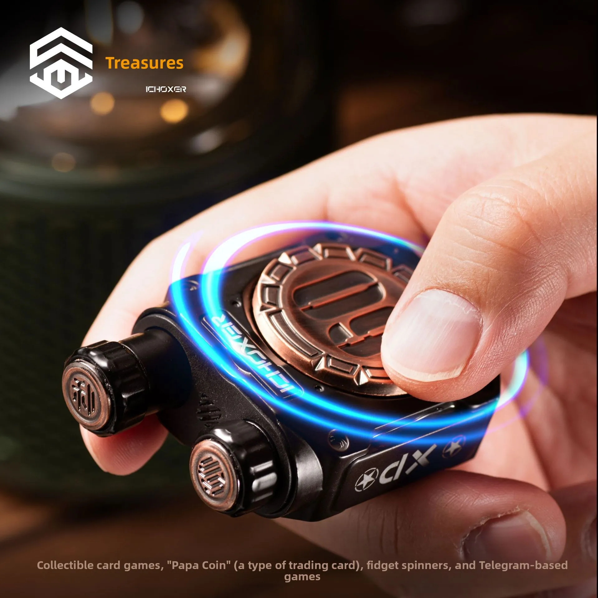 Twin Linked EDC Slider Fidget Spinner Click Coin, Metal Fidget Hand Toy for Stress Relief