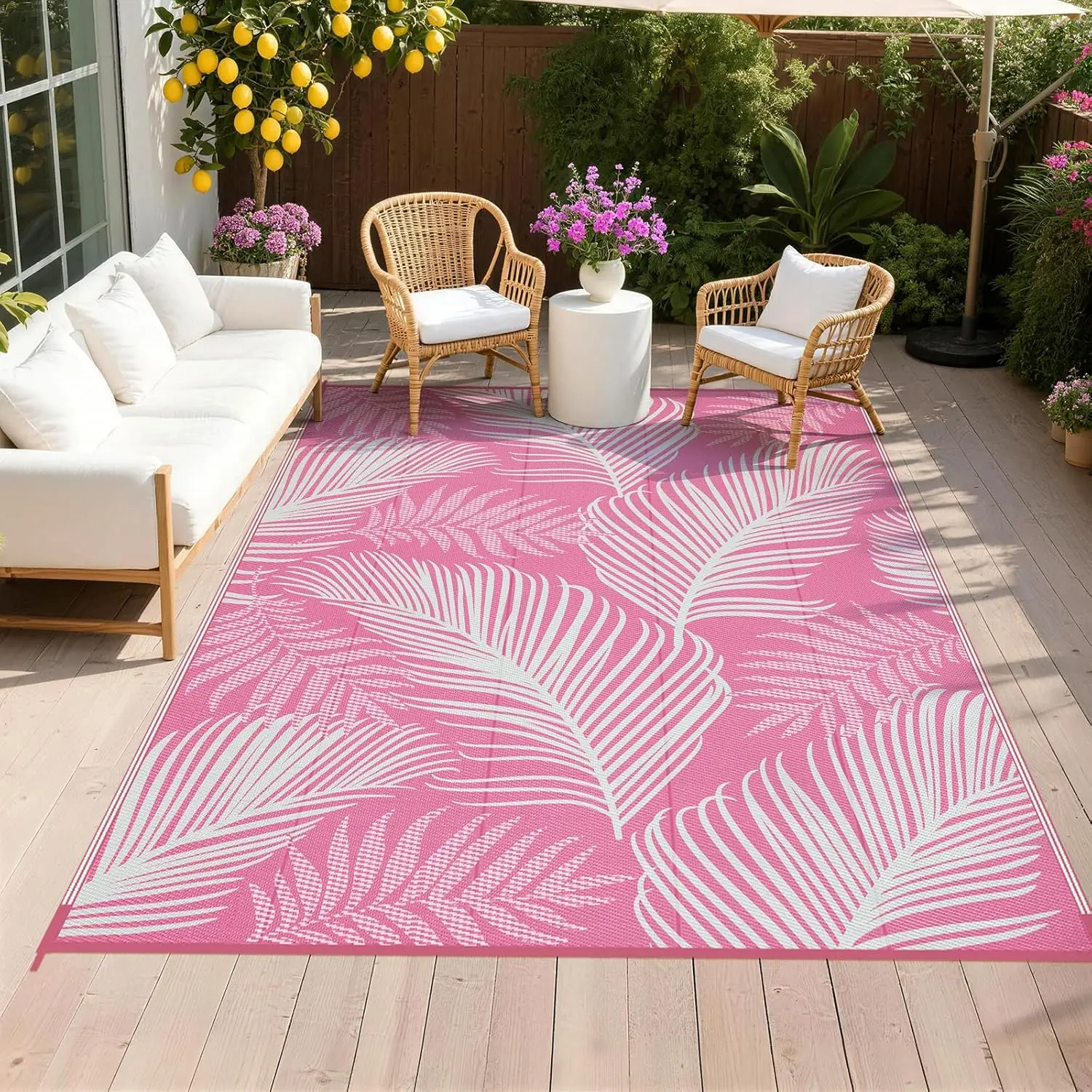 

Waterproof Outdoor Rug 6x9, Reversible Plastic Straw Patio Camping Rug, Indoor Outdoor RV Mat Carpet for Deck, Camper, Porch,