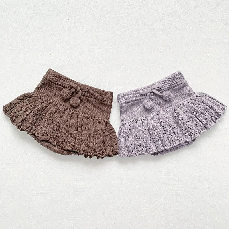 2024 New Autumn Infant Baby Girls Solid Color Knitting PP Shorts Children Clothes 0-4Yrs Baby Girls Knitted Shorts Kids Shorts