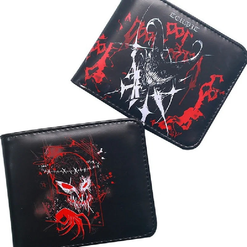 Unisex Devil Skull Black Short Wallet Gothic Women Men Horror Skeleton Bifold Credit Card Holder Purse Zipper Key Cash Wallet