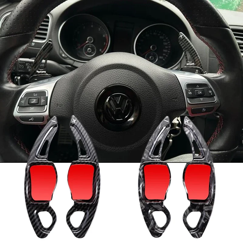 Paleta de cambio de volante de fibra de carbono, extensión DSG para Volkswagen Golf 5 Golf 6 Jetta Passat Polo Scirocco, accesorios