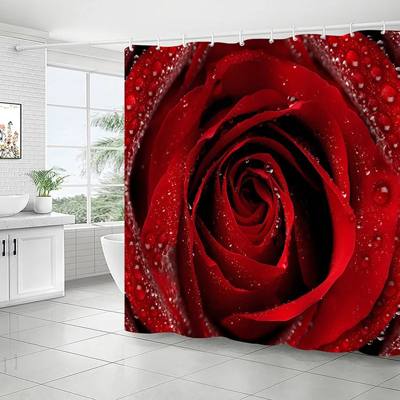 Rote Rose Dusch vorhang lila Rose 3d gedruckt Polyester Wandbehang wasserdichte rutsch feste Bad Dekor benutzer definierte mit Haken 180*180