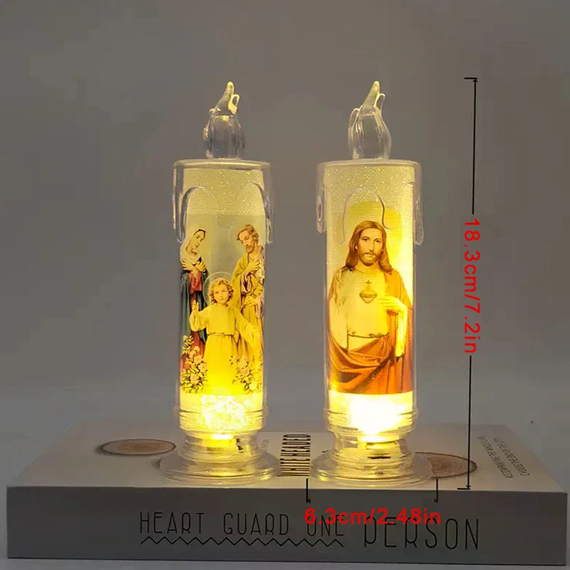 Jesus Virgin Christ LED Candle Lamp Romantic Flameless Prayer Tea Light Religious Night Light Desktop Decorative Ornament view 6