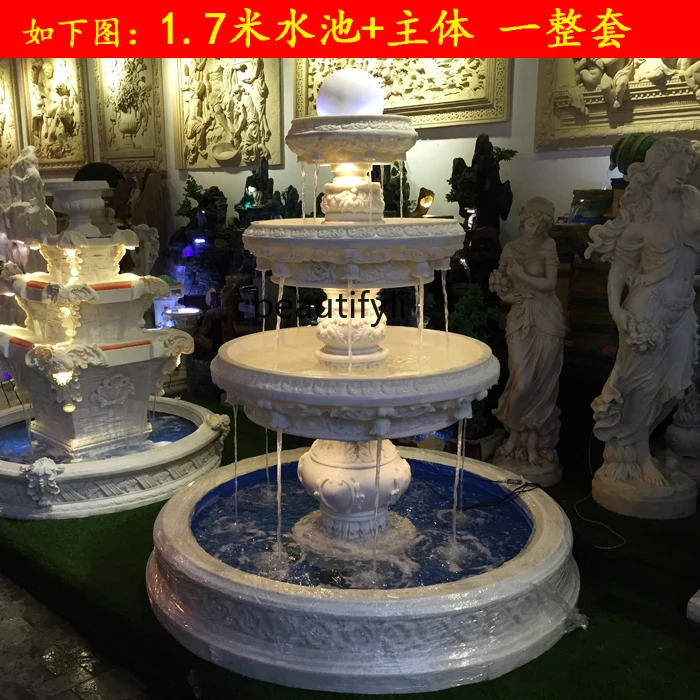 Large floor-to-ceiling fish pond fountain water feature decoration, lucky feng shui wheel ornament