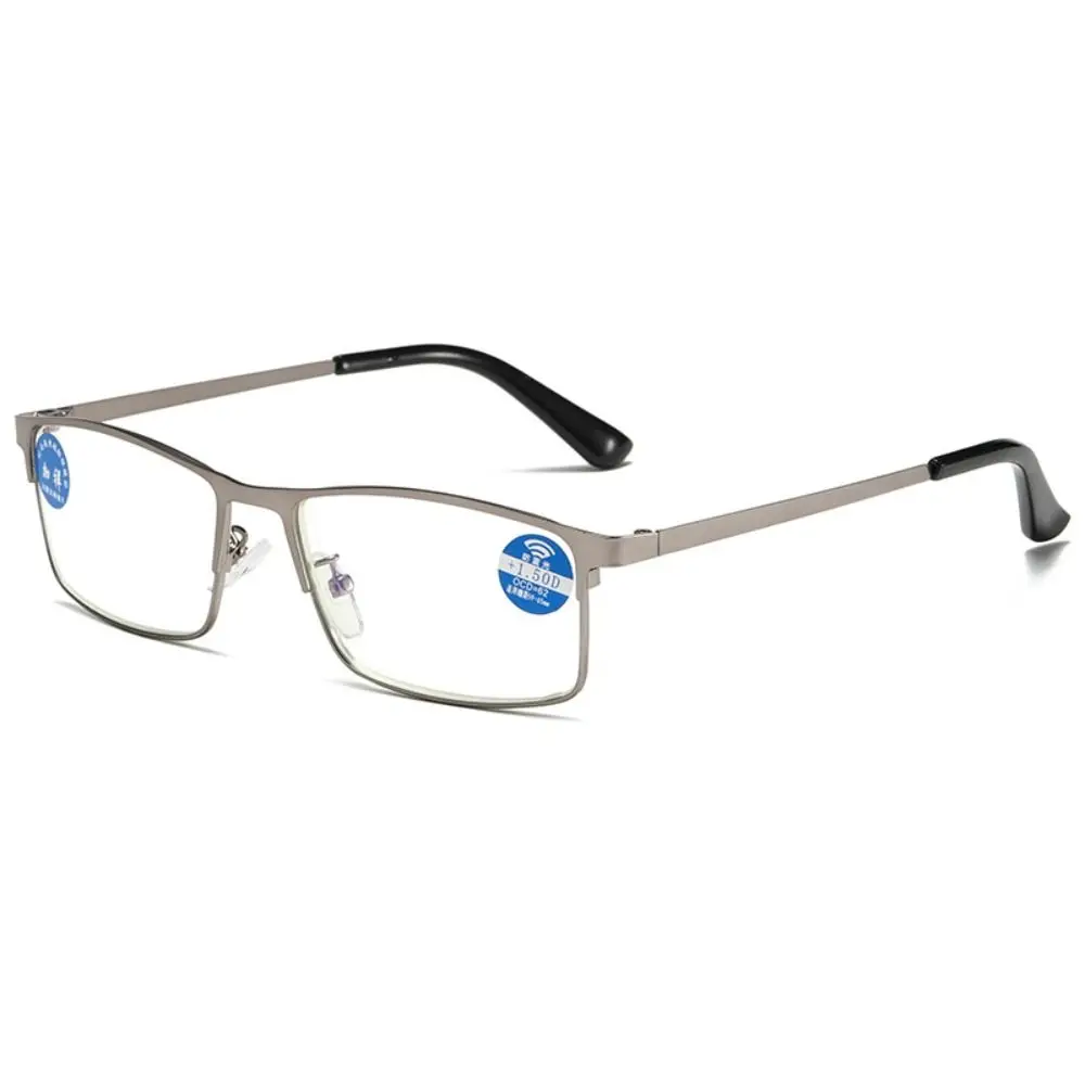 

Portable Metal PC Reading Glasses Decorative Glasses Grey Presbyopia Eyeglasses Rectangle Plain Glass Spectacles Readers
