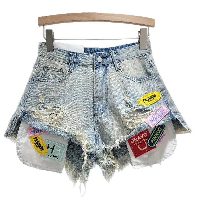 Spice Girls High Street Rough Rim Denim Hot Pants Summer New Skinny Versatile Ripped Shorts Women's Tide  Booty Shorts