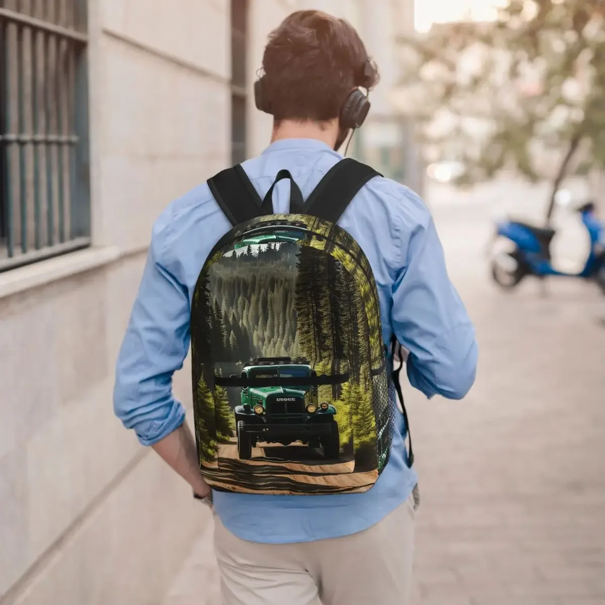 Green Tractor On A Forest Trail Student Backpack School Bag Hiking Travel Daypack for Men Women Bookbag Shoulder Bags