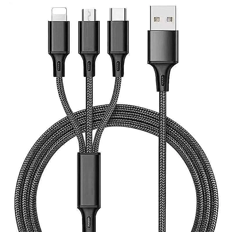 

Braided Fast Charging One-to-Three Data Cable Mobile Phone USB Three-Head Three-in-One