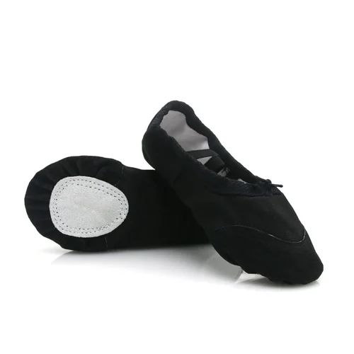 Imagen 2 del producto Cabeza plana De lona, Zapatos suaves blancos y negros, Zapatos De Punta De Bailarina BD, lona De Ballet con punta redonda, Zapatos De Yoga para niños, bailarinas para mujeres