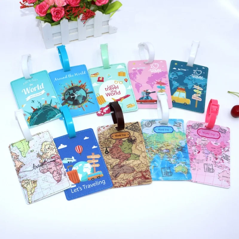 

Creative World Trip High Quality Travel Accessories Luggage Tag PU Suitcase ID Addres Holder Baggage Boarding Tag Portable Label