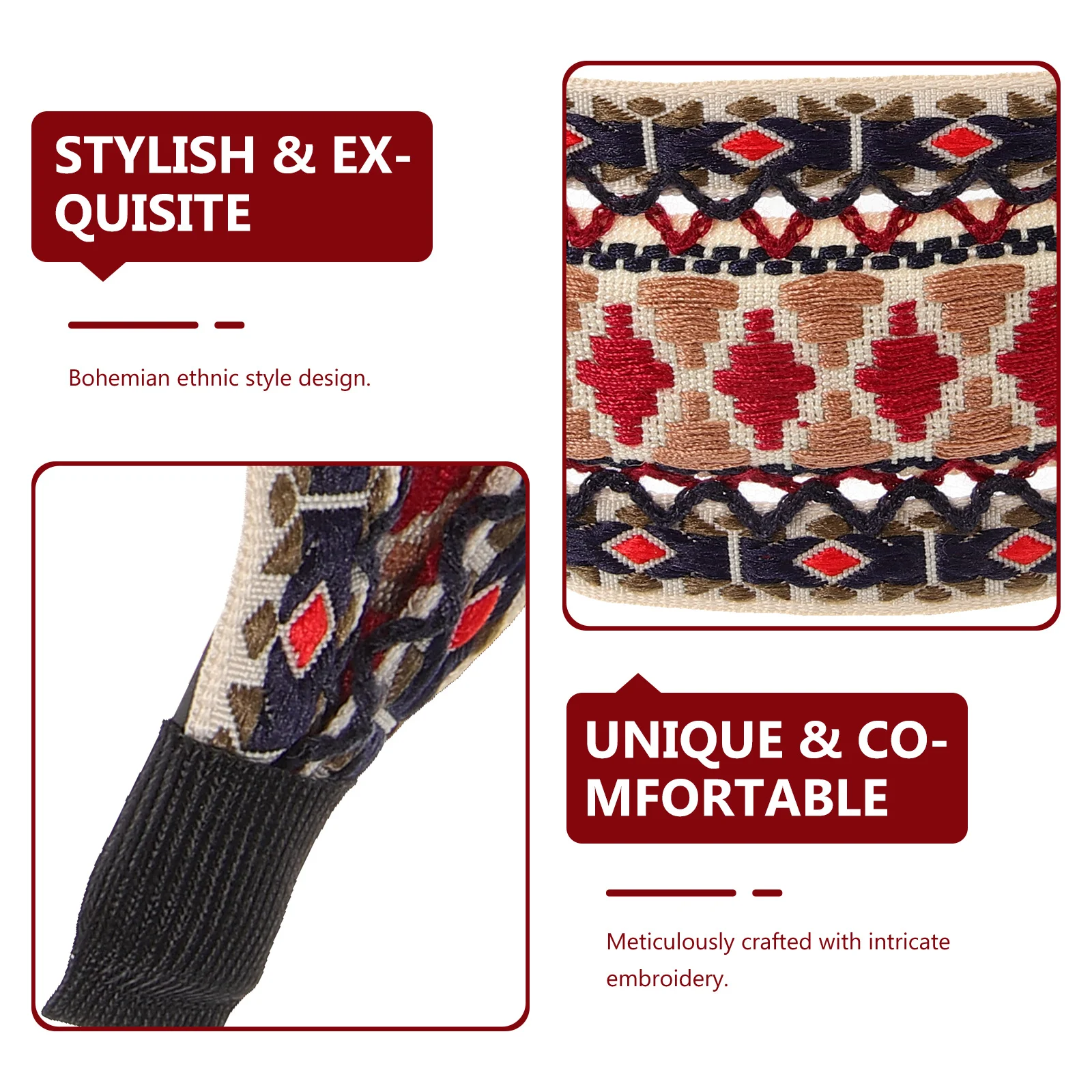 

Wide Headband for Women Bohemian Embroidery Design Comfortable Cloth Hair Band Stylish Hair Accessories Women Headbands