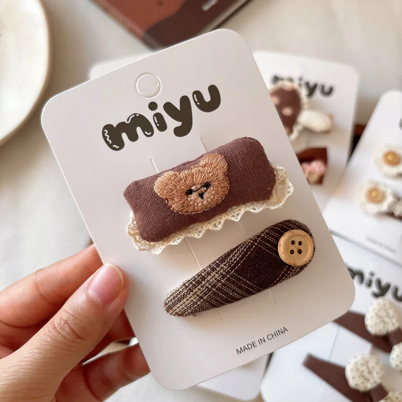 

Korean Cute Fabric Bow Cherry Bb Clip Kids Pink Candy Hair Accessories Bangs Clip Hair Ties Elastic Band Set