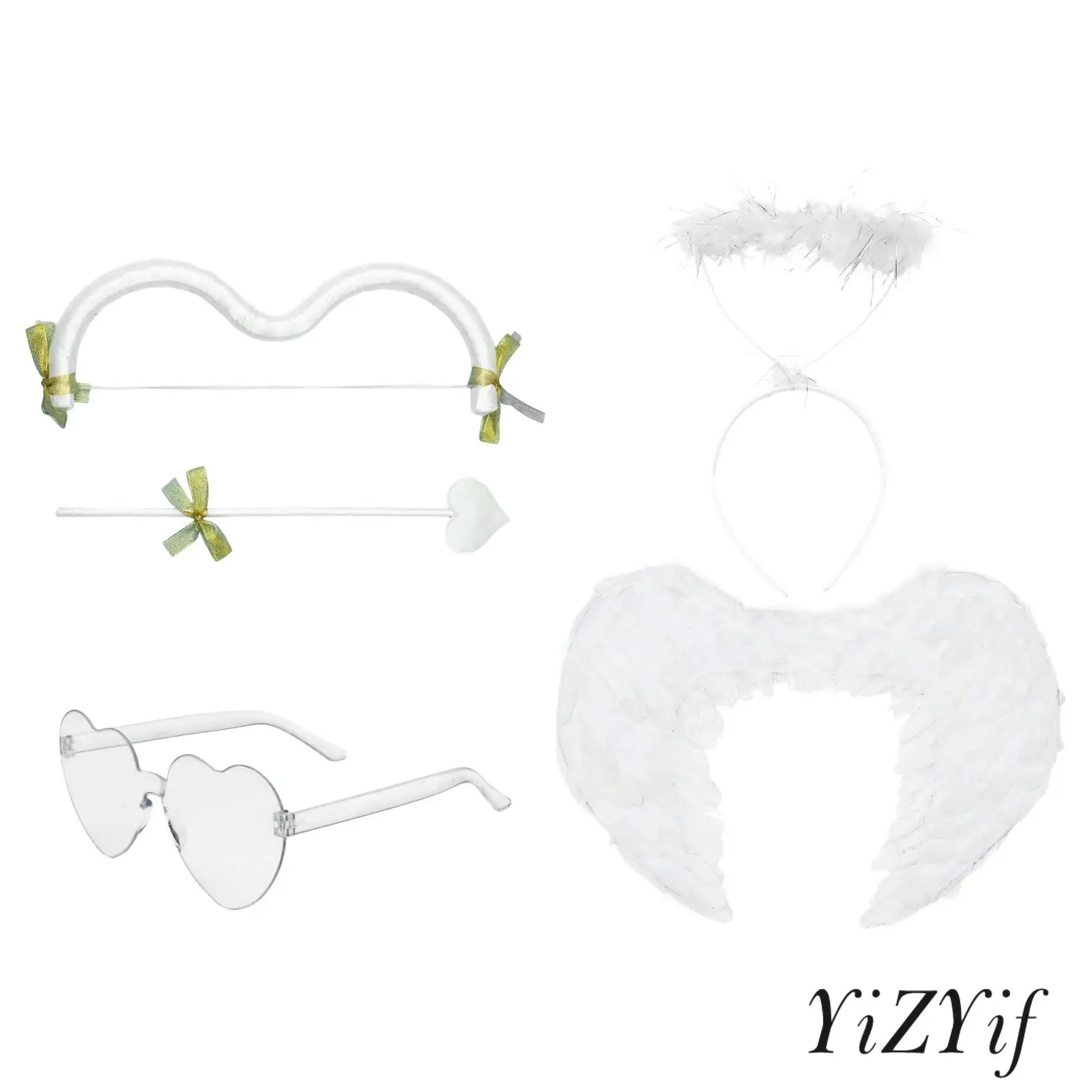Erwachsene Kinder Eros Elf Kostüm Prop Kit Federflügel Kopfbedeckung Bogen Pfeil Brille Schnellverschluss Riemen Gala Ball Karneval Zubehör