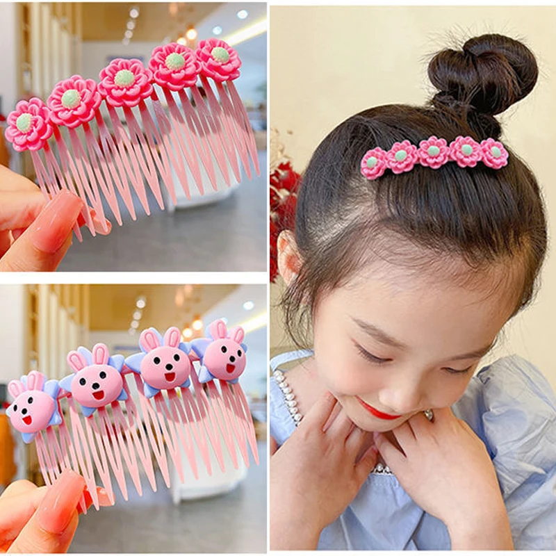 Bonito kawaii meninas clipes de cabelo pente traje scrunchie dos desenhos animados franja headwear roupas para o bebê crianças acessórios