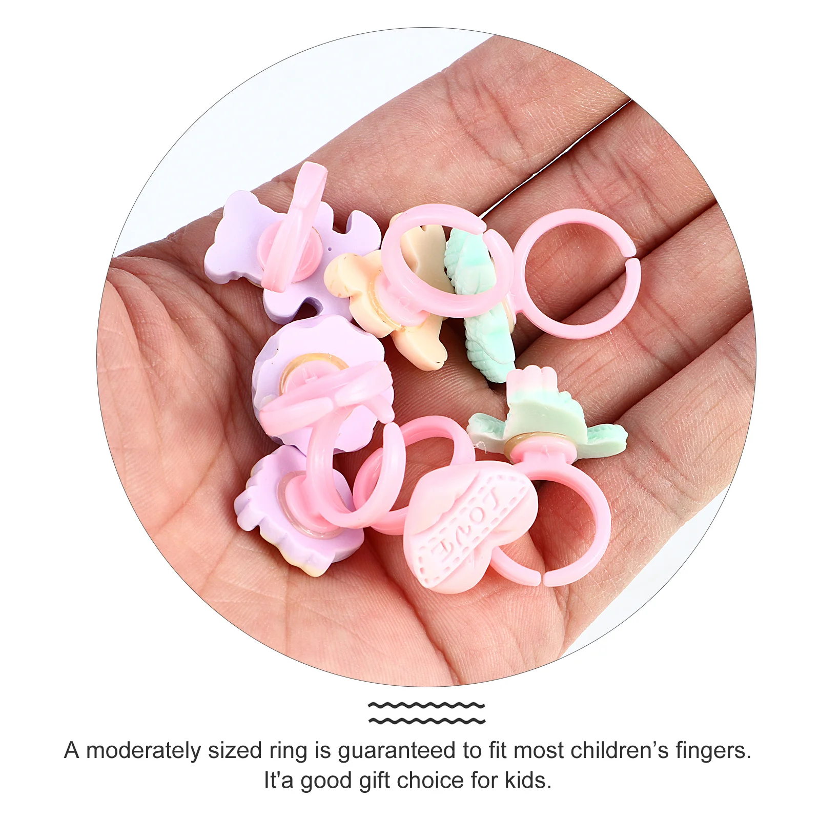 Conjunto de anéis para crianças, presente para meninas, joias, brinquedos, anéis infantis, adorável, desenho animado, dedo pequeno