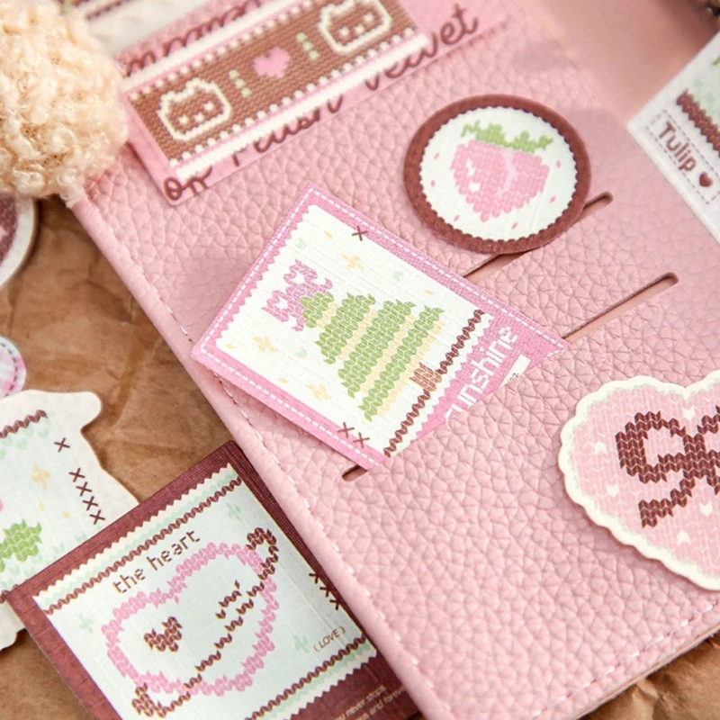 

Scrapbooking Decorative Sticker Retro Knitted Patterned Paper Sticker for Journaling Notebook Photo Album Decoration best sale