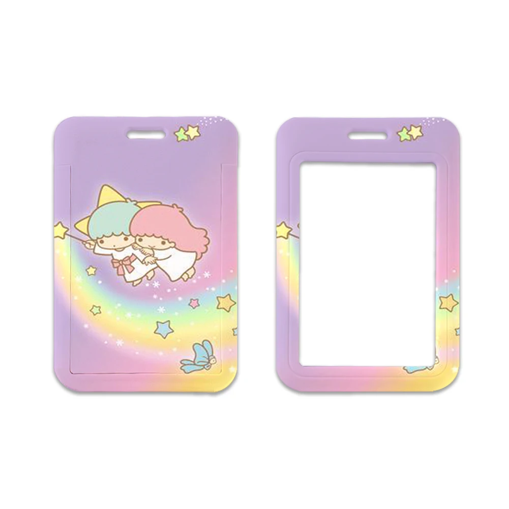 Kawaii Sanrio sampul kartu bintang kembar kecil pelindung kartu Bus kartun lengan imut tas sekolah anak perempuan liontin gantungan kunci