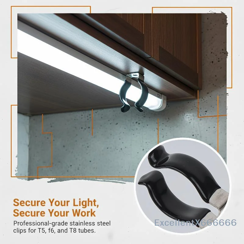 U Shape Lamp Support Clamps 5Pcs T5-T10 U Clips Holder Waterproof Plastic Dipped Lampholder for Outdoor Light Installation