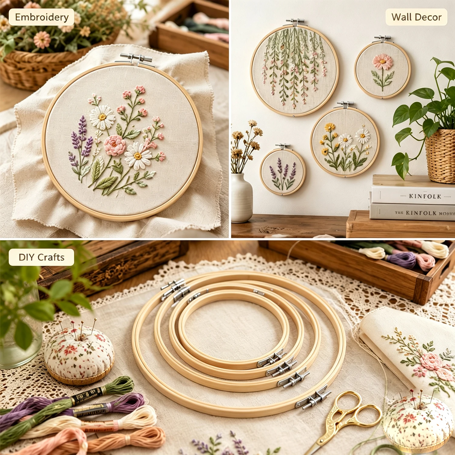 Multi‑Size 8‑36cm Natural Bamboo Embroidery Hoop Round Cross Stitch Frame DIY Hand Sewing Needlework Craft Tools - view 6