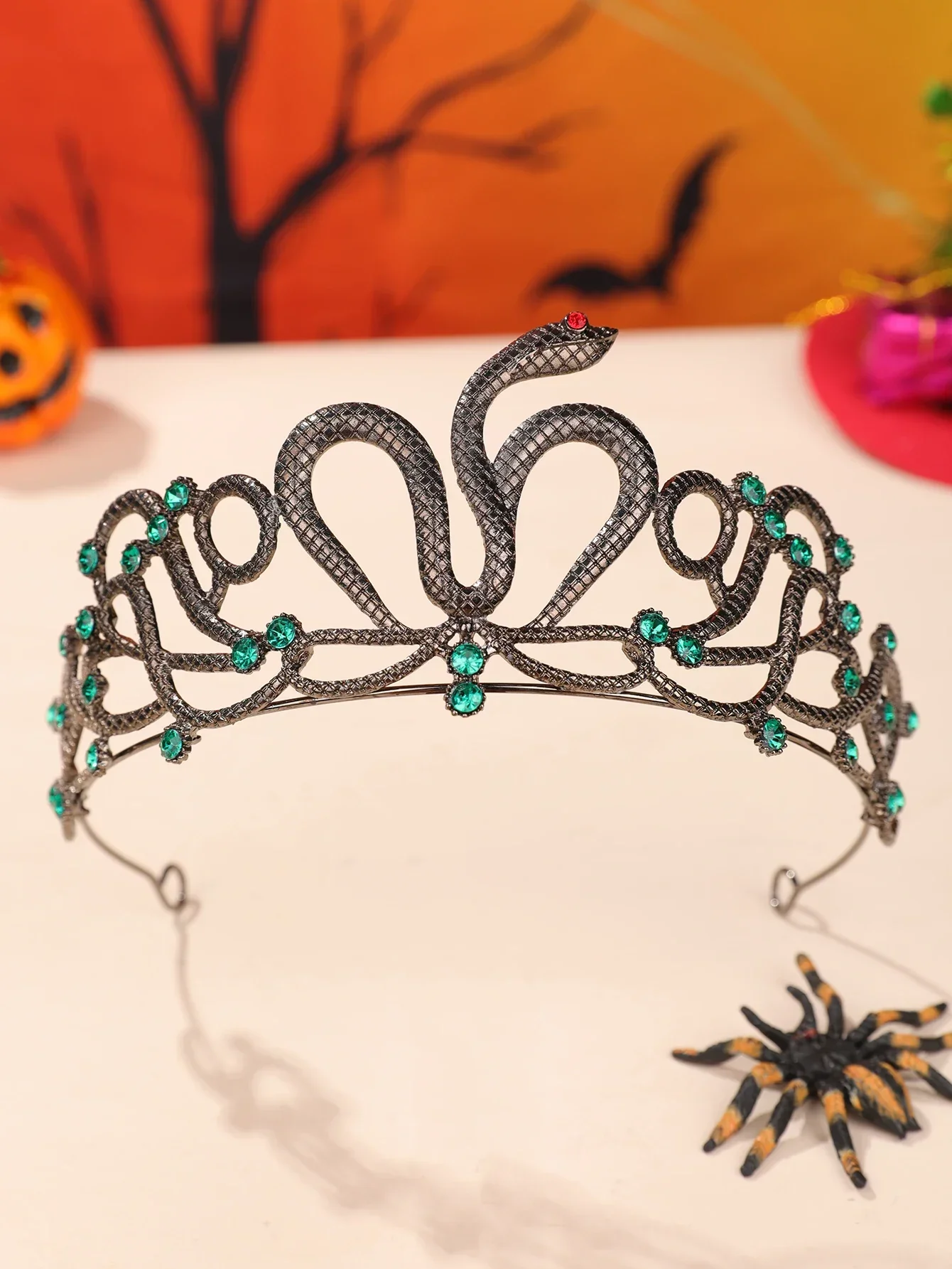 2026 Gothic Halloween Water Diamond Crown Headwear Dark Design Fashionable Popular Accessory for Europe