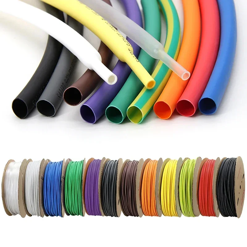 5M Diameter 0.6 0.8 1 1.5 2 2.5 3 3.5 4 4.5 5 5.5 6mm Polyolefin Heat Shrink Tube 2:1 Ratio Insulated Cable Sleeve  Shrink Wrap