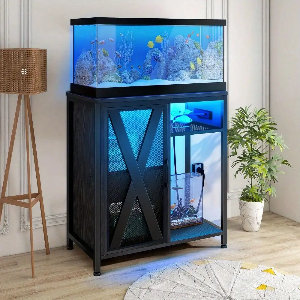 

20-29 Gallon Metal Aquarium Stand Fish Tank Stand Storage Cabinet w/Power Outlet