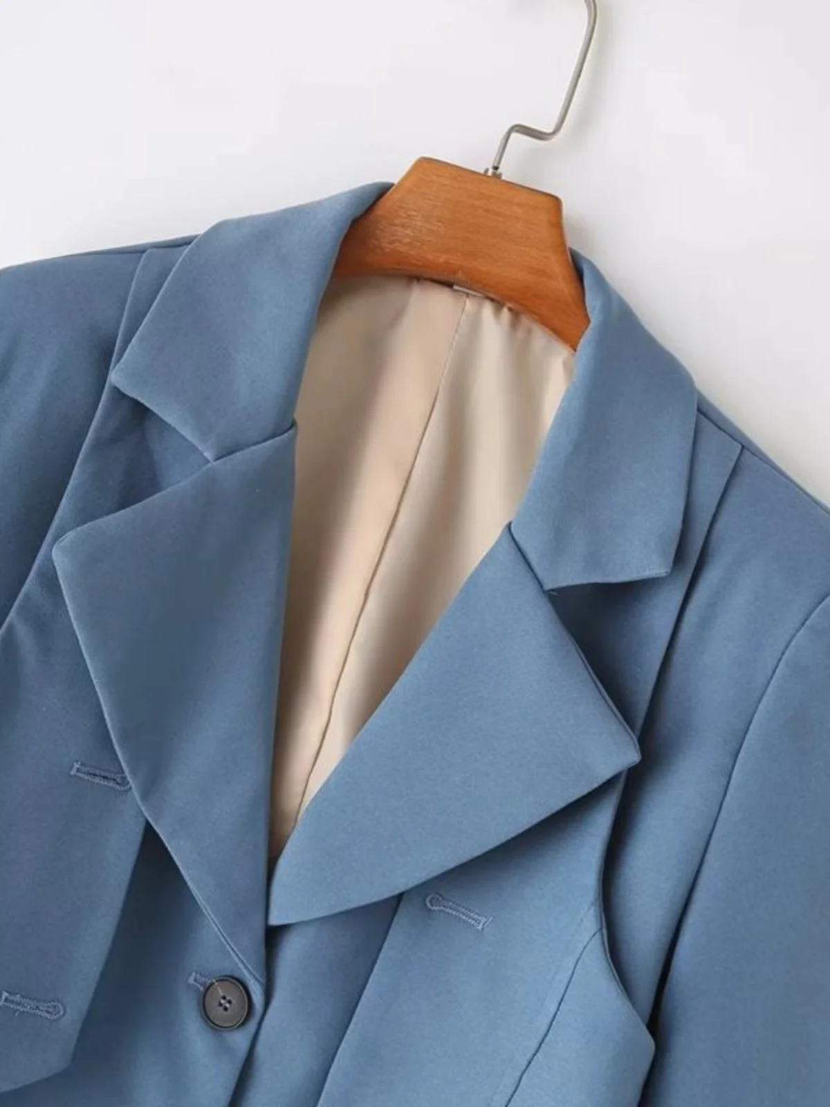 Americano retrò blu ort vestito Jaet donna allentato a vita alta Top autunno New Sle Street Sle colore puro lungo cappotto Sve