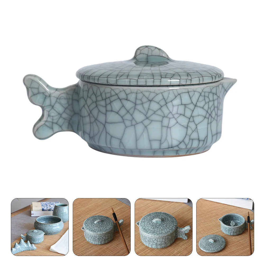 

1Pcs Sturdy Chinese Inkstone Fine Workmanship Traditional Writing Accessory for Artists Elegant Painting Ink Plate with Cover