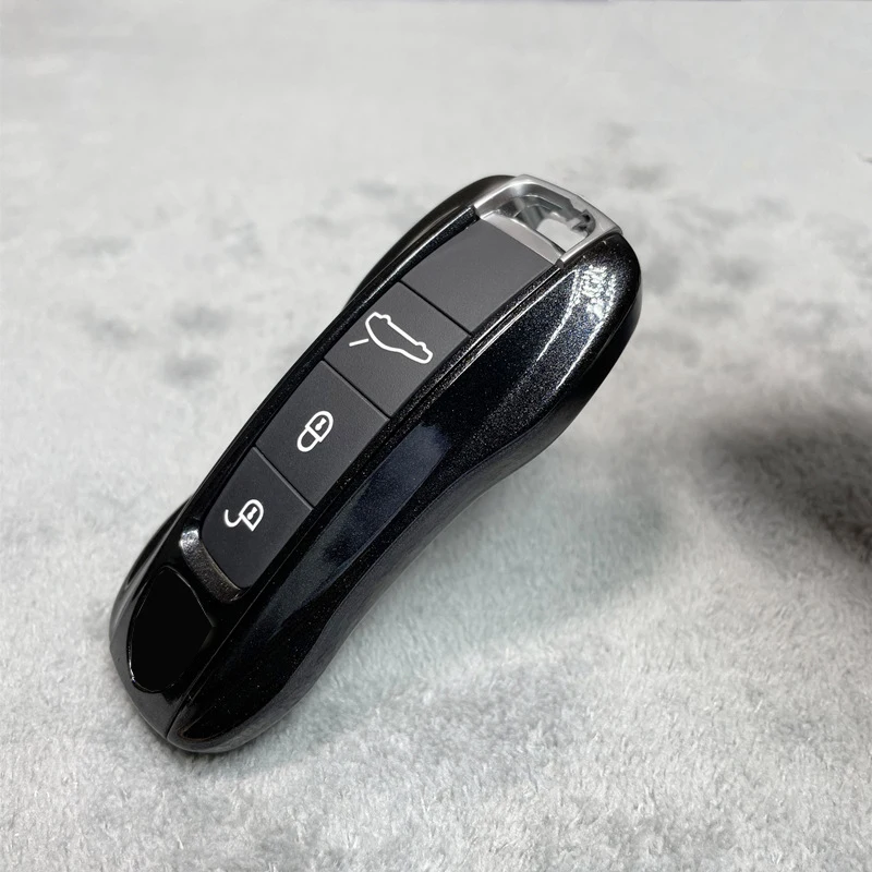 Key Case Remote Fob Cover Shell Basalt Black for Porsche 718 911 Panamera Cayenne Macan Boxster Cayman Key Replace Accessories