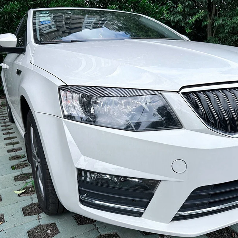 Car Front Headlight Cover Head Light Lamp Eyelid Eyebrow Trim ABS For Skoda Octavia MK3 2015-2017