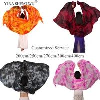 Velo de seda personalizado para danza del vientre, pañuelo de mano hecho a mano con teñido anudado floral, accesorios para práctica de danza y espectáculos, velo de seda para danza de 400 cm