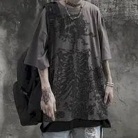 Oversized T-shirt Men 2023 Summer T-shirts Dark High Street Gothic Print Skull Cotton Short Sleeve Tee Harajuku T Shirt for Men