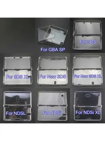 Clear Plastic Protective Case Cover, Hard Shell Skin for NDSL, NDSi, New 3DS XL, GBA SP Game Console in Bulk
