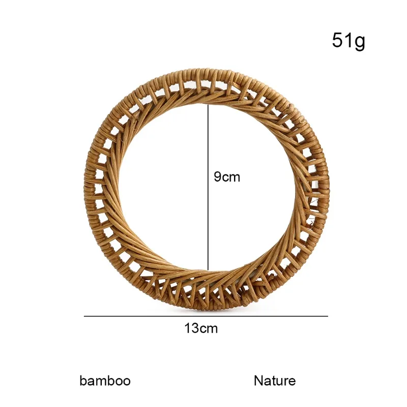 2/4/6/10 قطعة 9 سنتيمتر حقيبة من القماش المستديرة الطبيعية الروطان سوار إكسسوارات حقيبة يد الديكور مقبض DIY بها بنفسك الخياطة اكسسوارات #2
