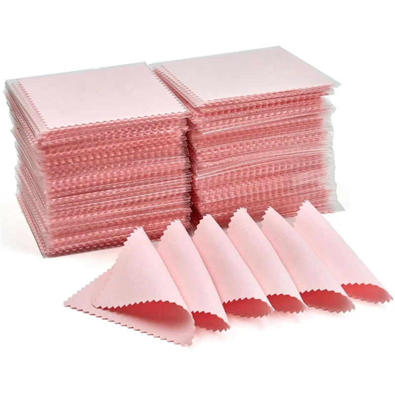 Jewelry Cleaning Cloth, Professional Polishing Cloth Individually Wrapped, Pink Silver Polishing Cloth