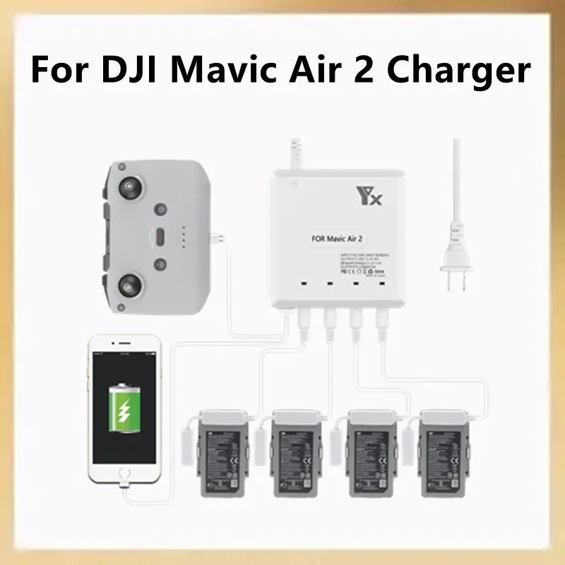 

Зарядное устройство для DJI Mavic Air 2, концентратор 6 в 1, зарядное устройство для контроллера дрона DJI Mavic Air 2, аккумулятор/зарядное устройство для смартфона