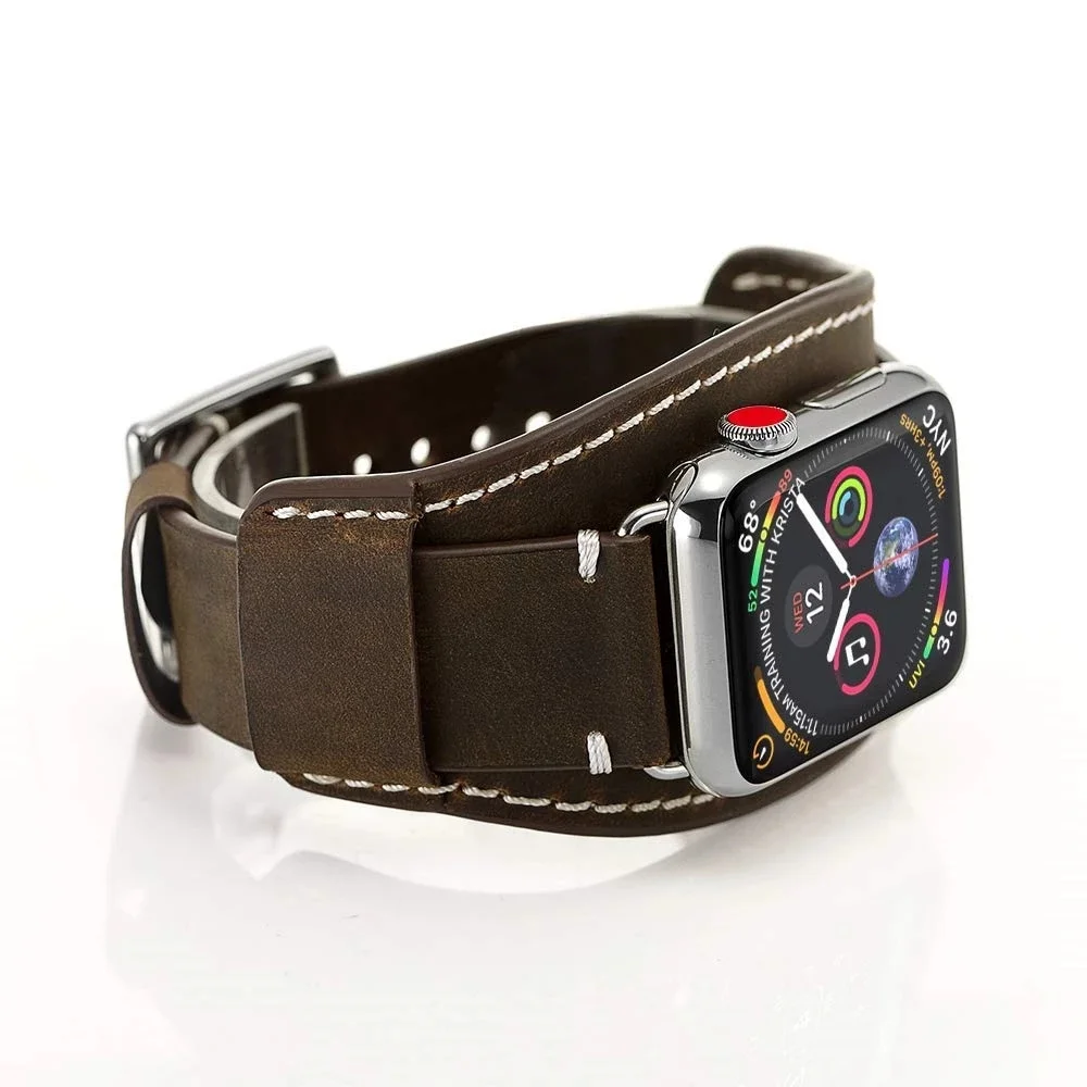 Luxury Punk Bracelet For Apple Watch Band 41mm 45mm Real Leather Strap iWatch 38mm 40mm 44mm Series 7 6 5 3 SE 8 Ultra band 49mm