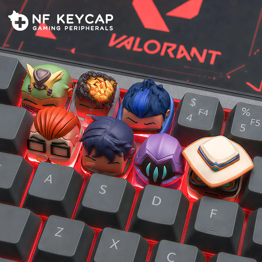 Valorant Themed Keycaps Resin Baking Finish Custom Creative Single Artisan Keycap for MX Stem Switches Game Keyboard Accessories