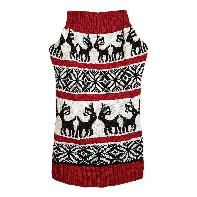 M21 Holiday new pet clothing deer retro pattern heart red Christmas tree collar knit dog sweater